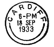 Cardiff Machine Cancellations 1905 - 1952
Universal cancellations 1921 - 1952