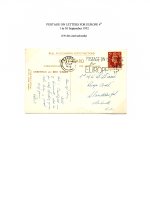1952 Postage on Letters
for Europe 4d