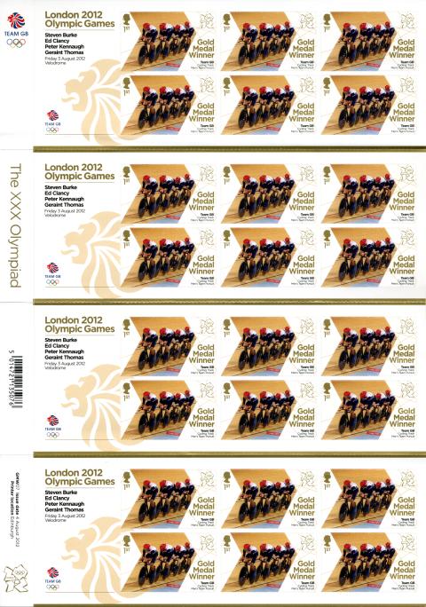 London Olympic Games 2012 Miniature Sheet Men's Team Pursuit ~ Gold Medal London Olympic Games 2012 Miniature Sheets Men's Team Pursuit ~ Gold Medal