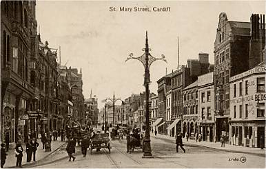 Cardiff St Mary StreetPostcard Used 1908