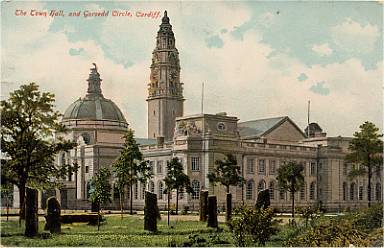 The Town Hall and Gorsedd Circle Cardiff
Postcard Used 1908 The Town Hall and Gorsedd Circle Cardiff
Postcard Used 1908