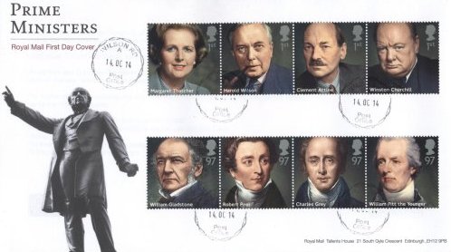 Prime Ministers 2014 FDC Wilson Road Cardiff cancellation Prime Ministers 2014 FDC Wilson Road Cardiff cancellation