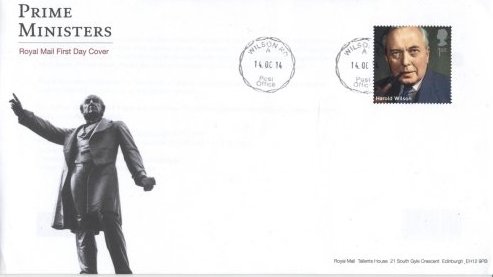 Prime Ministers 2014 FDC Wilson Road Cardiff cancellation Prime Ministers 2014 FDC Wilson Road Cardiff cancellation