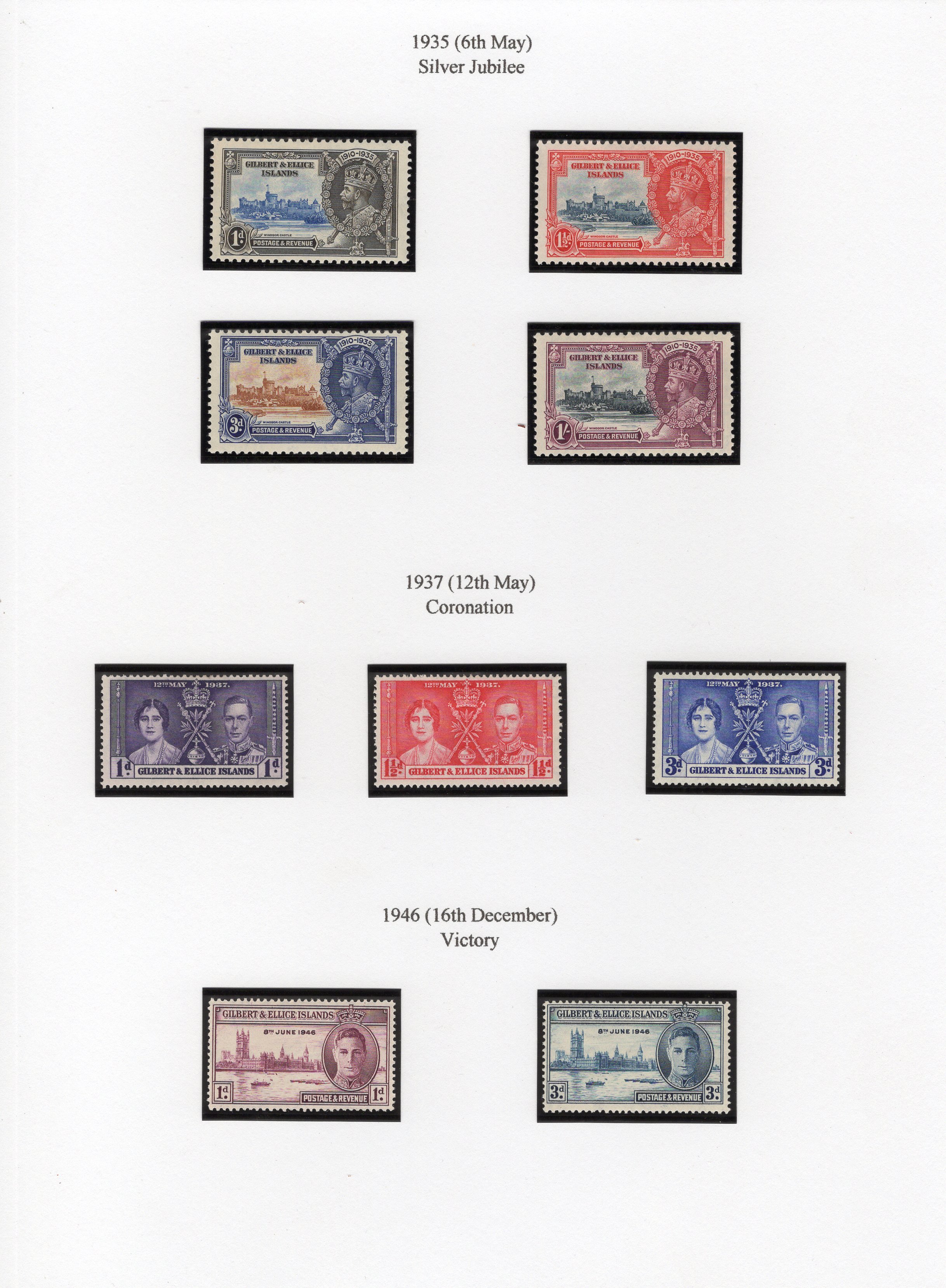 1939 Gilbert & Ellice Islands GVI ½d - 5/- Definitives