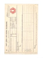 East Africa & Uganda 1903 One Rupee Telegraph Form