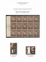 K. U. T. 1946
 1c Black & Chocolate-brown
 Frame Pl 22
 block 15 'C' resembles 'G'
